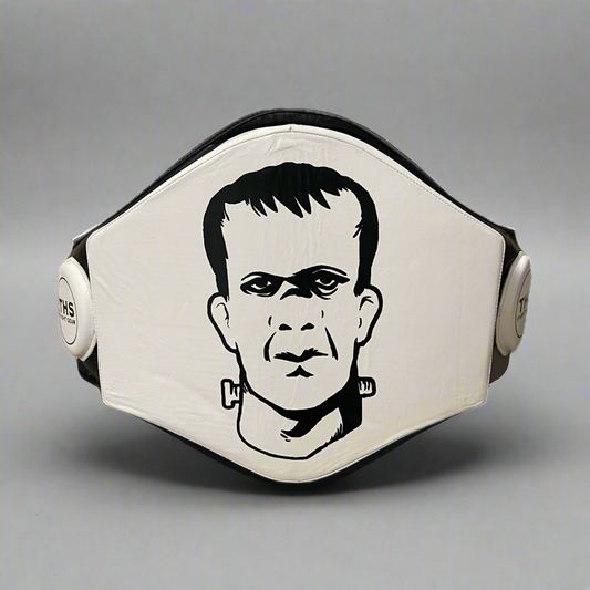 THS Fight Gear Extra Padding Belly Belt Frankenstein Full Leather Front View