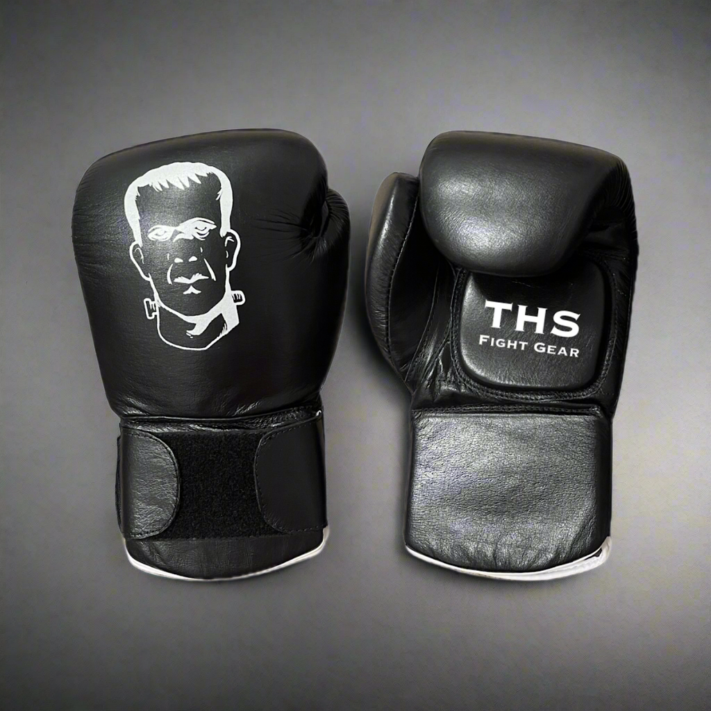 THS Fight Gear Focus Mitt Coaching Gloves Black Full Leather Alternate View