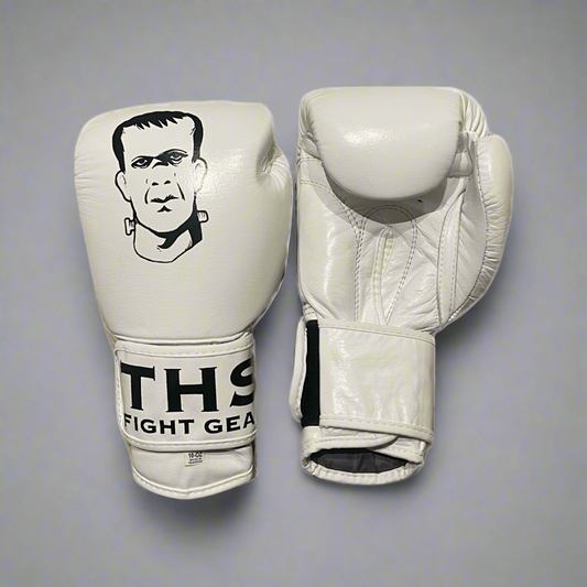 THS Fight Gear Muay Thai boxing gloves white real leather alternate view