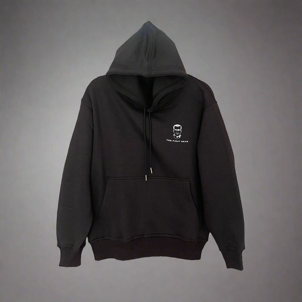 THS Fight Gear sweat now shine later black lightweight active hoodie sweatshirt cotton blend front