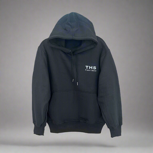 THS Fight Gear THS Logo lightweight active black hoodie sweatshirt cotton blend back
