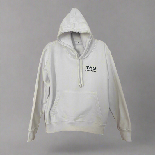 THS Fight Gear THS Logo white thick premium hoodie sweatshirt cotton blend front