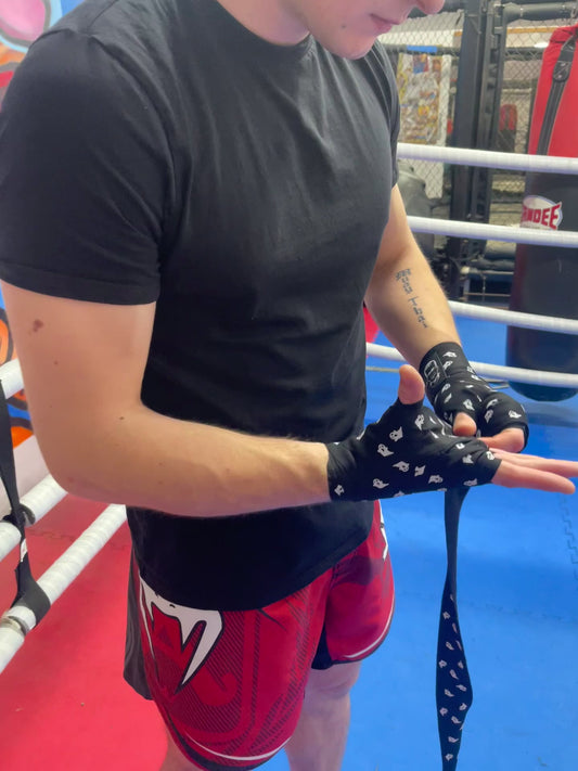 Muay Thai & Boxing Hand Wraps 4.5 metres - (Black/Ghosts)