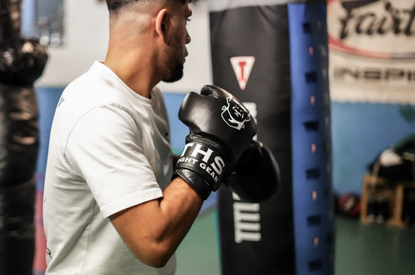 THS Logo Boxing Gloves (Black) - Real Leather