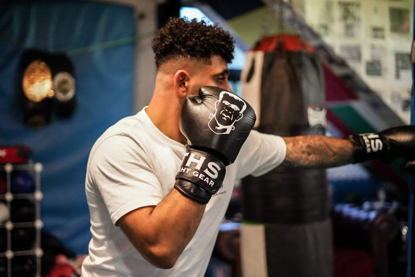 THS Logo Boxing Gloves (Black) - Real Leather