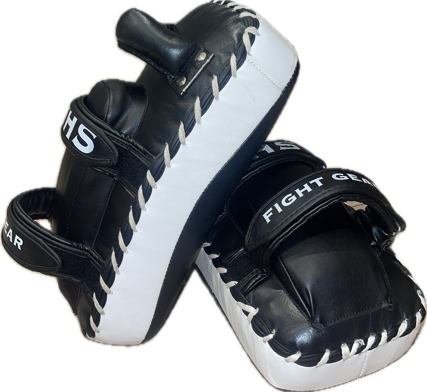 THS Logo Thai Kick Pads  (Black) - Real Leather