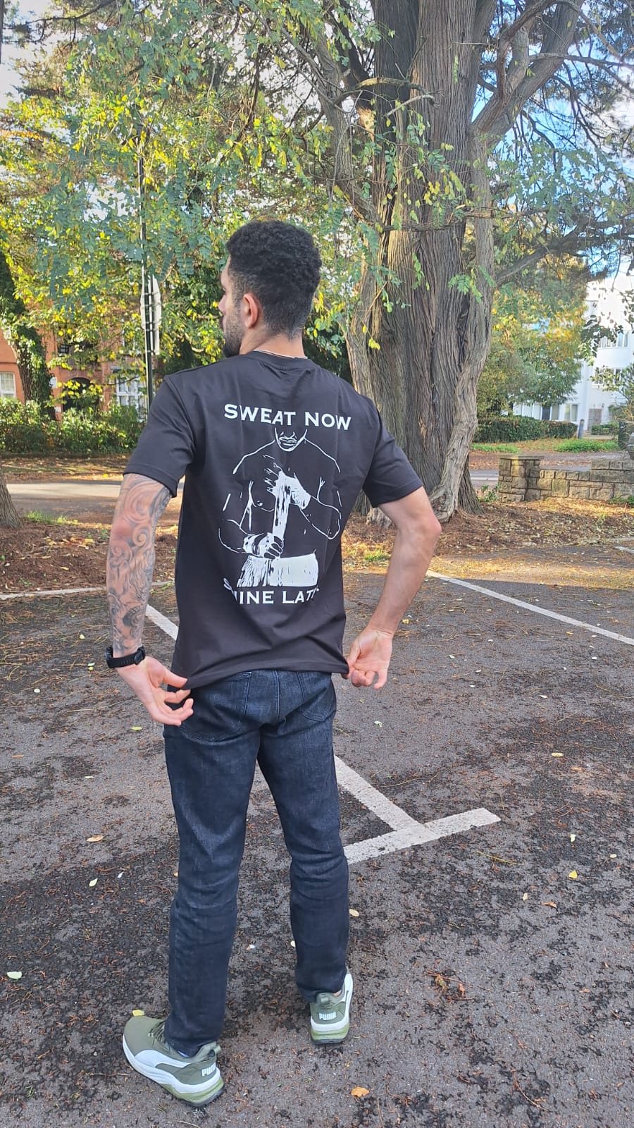 Sweat Now Shine Later100% Cotton T-Shirt (Black)