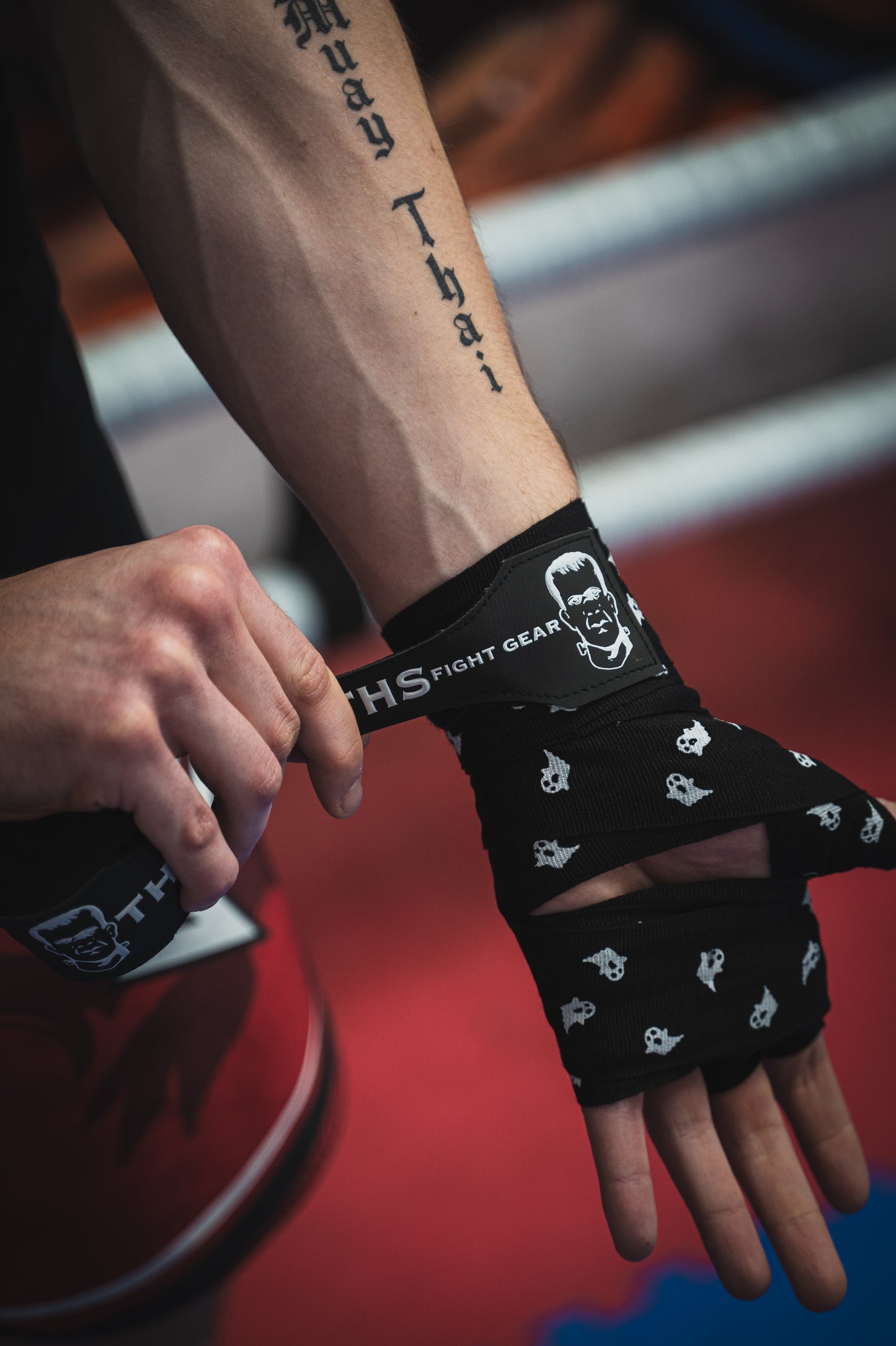 Muay Thai & Boxing Hand Wraps 4.5 metres - (Black/Ghosts)