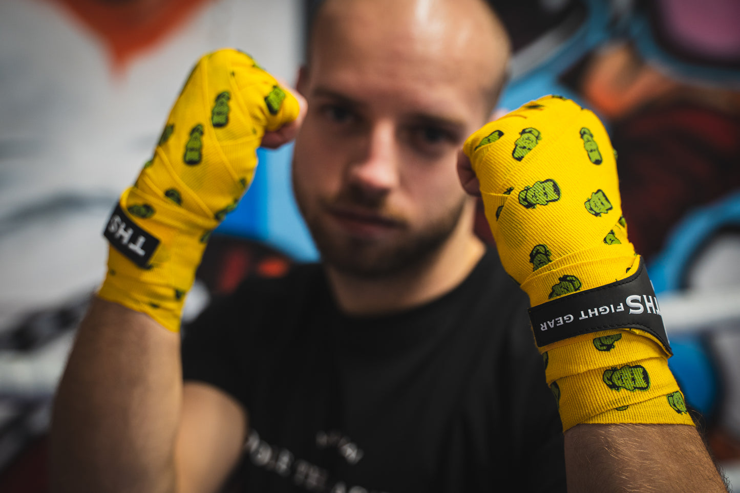 Muay Thai & Boxing Hand Wraps 4.5 metres - (Yellow/Frankenstein Monster)