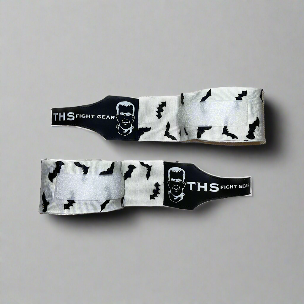 Muay Thai & Boxing Hand Wraps 4.5 metres - (White/Bats)