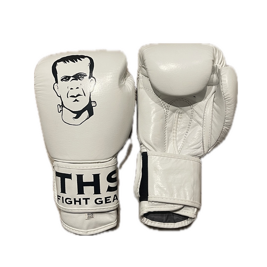 THS Fight Gear Muay Thai boxing gloves white real leather alternate view